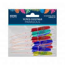 12 PIQUES À COCKTAIL PARASOL MULTICOLORE