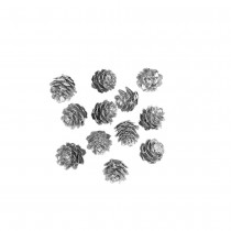12 POMMES DE PIN NATURELLES 2CM ARGENT