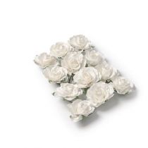 12 ROSES À PIQUER BLANCHES 3.5 CM