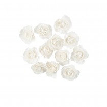 12 ROSES PAPIER DÉCORATIF ADHÉSIF 3.5CM BLANC