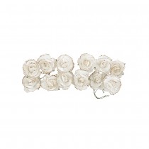 12 ROSES PAPIER SUR TIGE 3.5CM BLANC CHAMPAGNE