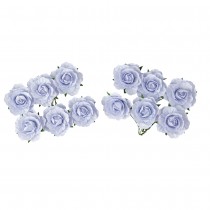 12 ROSES PAPIER SUR TIGE 3.5CM LILAS