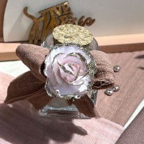 12 ROSES PAPIER SUR TIGE 3.5CM ROSE CHAMPAGNE