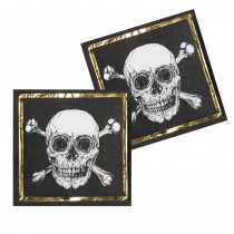 12 SERVIETTES 33X33 CM PIRATE + OR