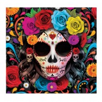 12 SERVIETTES PAPIER CATRINA SQUELETTE 33CM NOIR