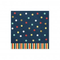 12 SERVIETTES PAPIER ÉTOILES COLORÉES 33CM BLEU