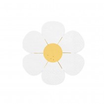 12 SERVIETTES PAPIER MARGUERITE 16X16.5CM BLANC