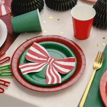 12 SERVIETTES PAPIER NUD RAYÉ 16X13CM BLANC ROUGE