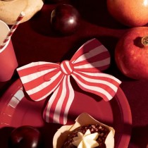 12 SERVIETTES PAPIER NUD RAYÉ 16X13CM BLANC ROUGE