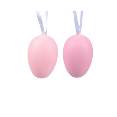 12 SUSPENSIONS OEUF PLASTIQUE 2.5X3.5CM ROSE