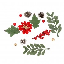 14 PIÈCES DECORATIVES NOËL 1-9CM VERT ROUGE OR