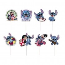 16 CAKE TOPPERS PAPIER ANNIVERSAIRE STITCH 5X11CM