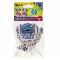16 CAKE TOPPERS PAPIER ANNIVERSAIRE STITCH 5X11CM