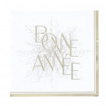 16 SERVIETTES PAPIER ANNÉE PÉTILLANT OR 33CM BLANC