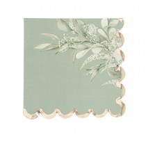 16 SERVIETTES PAPIER BOTANIQUE 33CM VERT DE GRIS