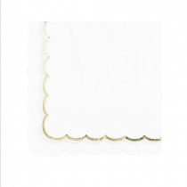 16 SERVIETTES PAPIER FESTON LIGNE OR 33CM BLANC