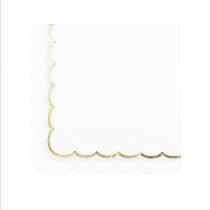 16 SERVIETTES PAPIER FESTON LIGNE OR 33CM BLANC