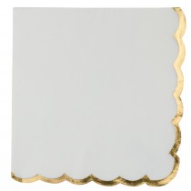 16 SERVIETTES PAPIER FESTON OR 33CM BLANC