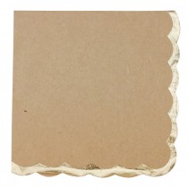 16 SERVIETTES PAPIER FESTON OR 33CM KRAFT