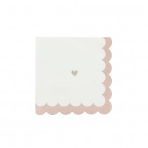 16 SERVIETTES PAPIER FESTON PETIT C?\'UR 33CM ROSE