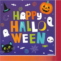 16 SERVIETTES PAPIER HALLOWEEN AMIS MONSTRE 33CM