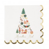 16 SERVIETTES PAPIER NOËL GOURMAND 33CM BLANC