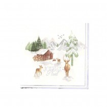 16 SERVIETTES PAPIER NOËL PAYSAGE HIVER 33CM