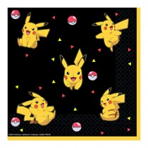 16 SERVIETTES PAPIER POKÉMON PIKACHU 33CM NOIR