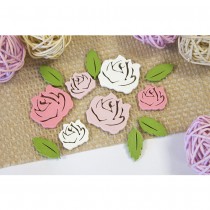 18 CONFETTIS BOIS ROSE FEUILLE 2.5CM ROSE