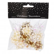 18 NŒUDS PLASTIQUE EMBALLAGE CADEAU BLANC OR