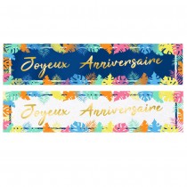 2 BANNIÈRES ANNIVERSAIRE TROPICAL 61X16CM