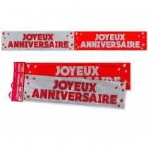 2 BANNIÈRES JOYEUX ANNIVERSAIRE 120CM - ROUGE