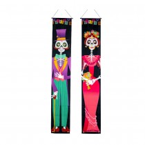 2 BANNIÈRES TISSU JOUR DES MORTS COUPLE 180X30CM