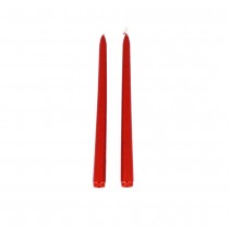 2 BOUGIES FLAMBEAU CONIQUES 25CM 4H PAILLETÉ ROUGE