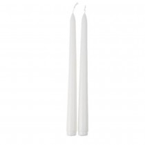 2 BOUGIES FLAMBEAU CONIQUES 25CM 7H BLANC