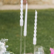 2 BOUGIES FLAMBEAU CONIQUES 25CM 7H BLANC