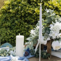 2 BOUGIES FLAMBEAU CONIQUES 25CM 7H BLEU CIEL