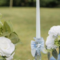 2 BOUGIES FLAMBEAU CONIQUES 25CM 7H BLEU CIEL