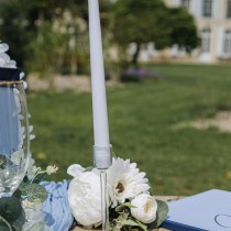 2 BOUGIES FLAMBEAU CONIQUES 25CM 7H BLEU CIEL