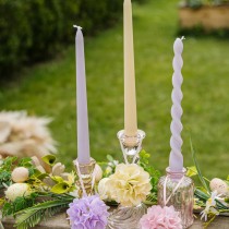 2 BOUGIES FLAMBEAU CONIQUES 25CM 7H LILAS