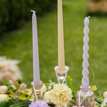 2 BOUGIES FLAMBEAU CONIQUES 25CM 7H LILAS