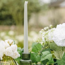 2 BOUGIES FLAMBEAU CONIQUES 25CM 7H VERT-DE-GRIS