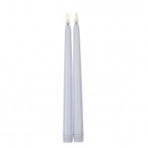 2 BOUGIES FLAMBEAU CONIQUES LED 27.5CM BLANC