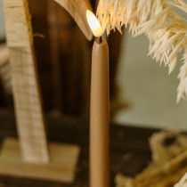 2 BOUGIES FLAMBEAU CONIQUES LED 27.5CM CAMEL