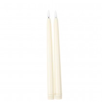 2 BOUGIES FLAMBEAU CONIQUES LED 27.5CM IVOIRE