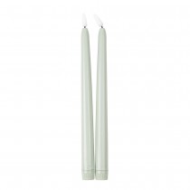 2 BOUGIES FLAMBEAU CONIQUES LED 27.5CM SAUGE
