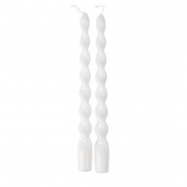 2 BOUGIES FLAMBEAU TORSADÉES 25CM 7H BLANC