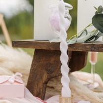2 BOUGIES FLAMBEAU TORSADÉES 25CM 7H BLANC