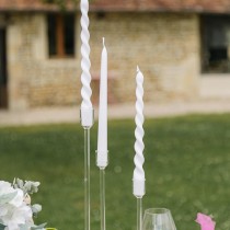 2 BOUGIES FLAMBEAU TORSADÉES 25CM 7H BLANC
