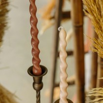 2 BOUGIES FLAMBEAU TORSADÉES 25CM 7H CAMEL